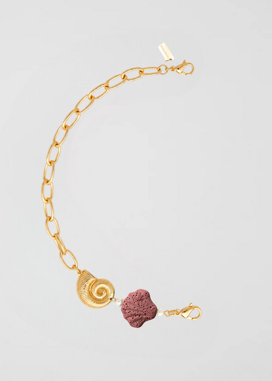 Mitad Cadena Dorada Apliques Del Mar Rosa Empolvado