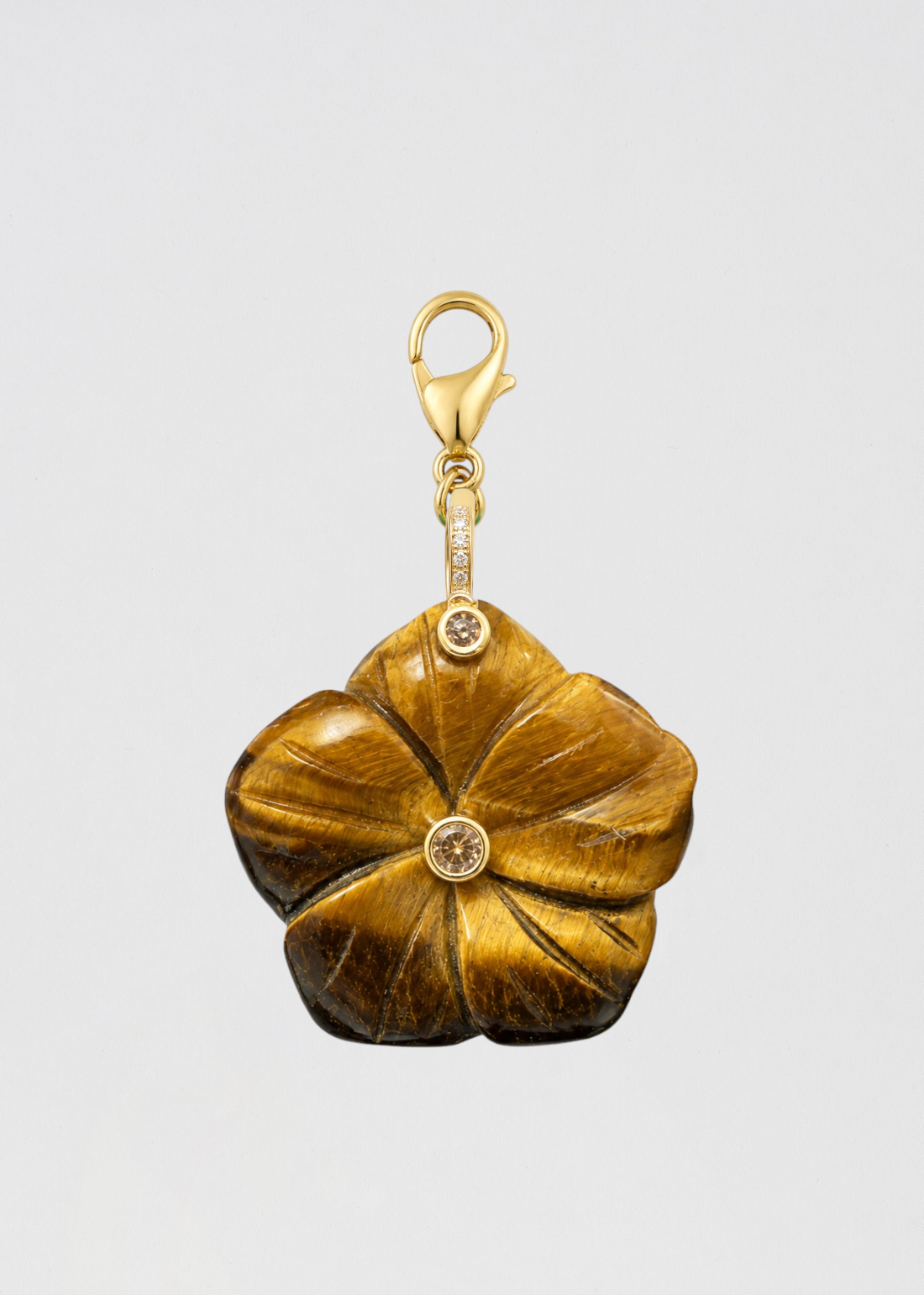 Preventa Charm Flor Piedra Semipreciosa Espectacular Marrón Ojo De Gato