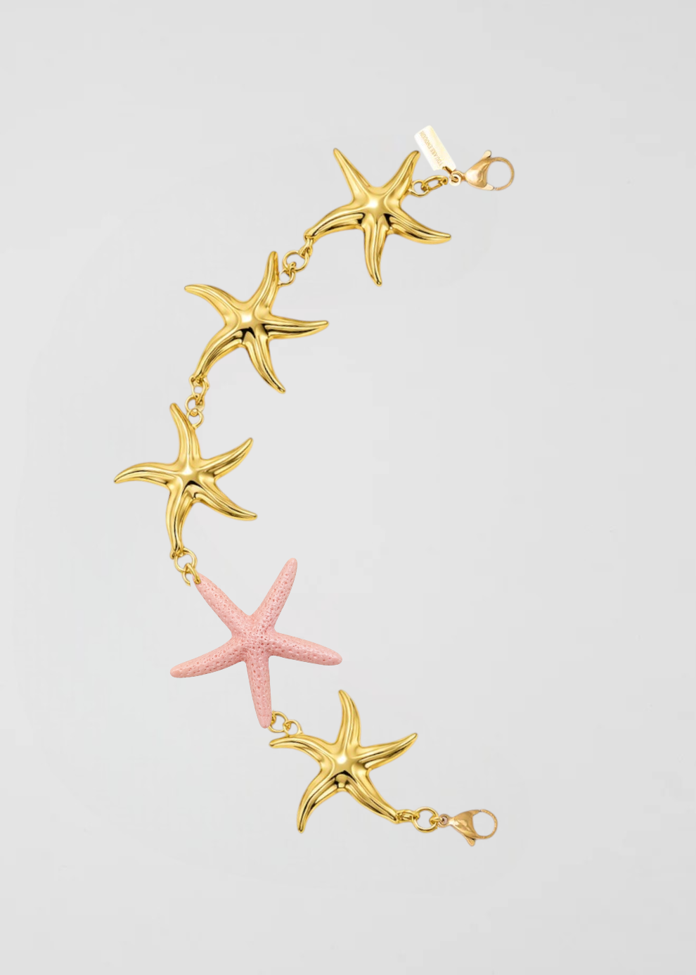 Mitad Cadena Estrellas De Mar Doradas Y Estrella Rosita
