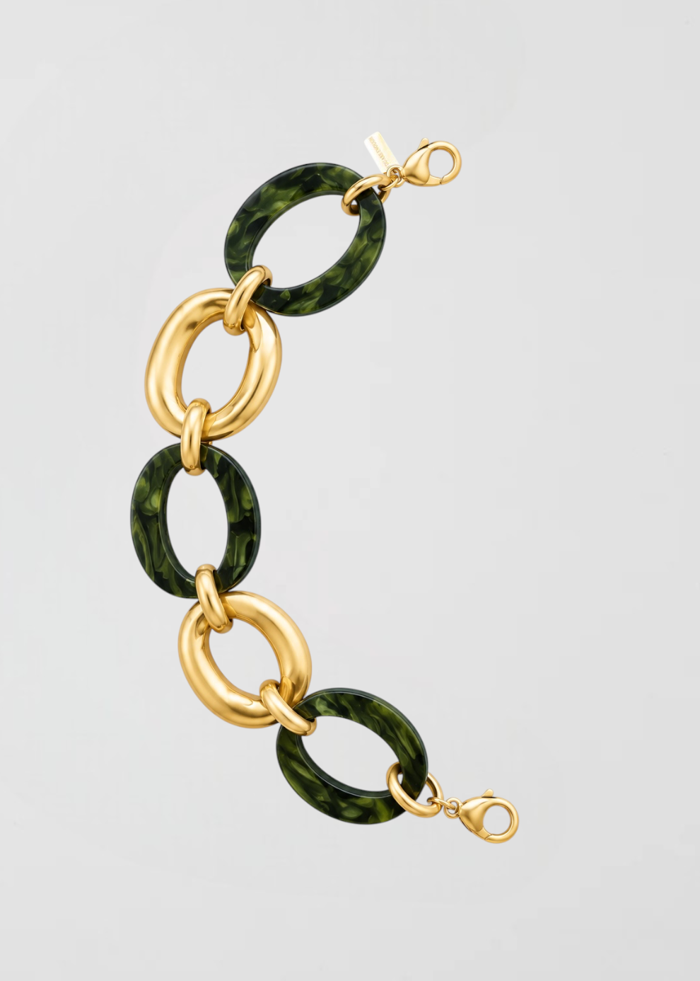 Mitad Cadena Eslabones Verde Y Dorado_Colección Cápsula