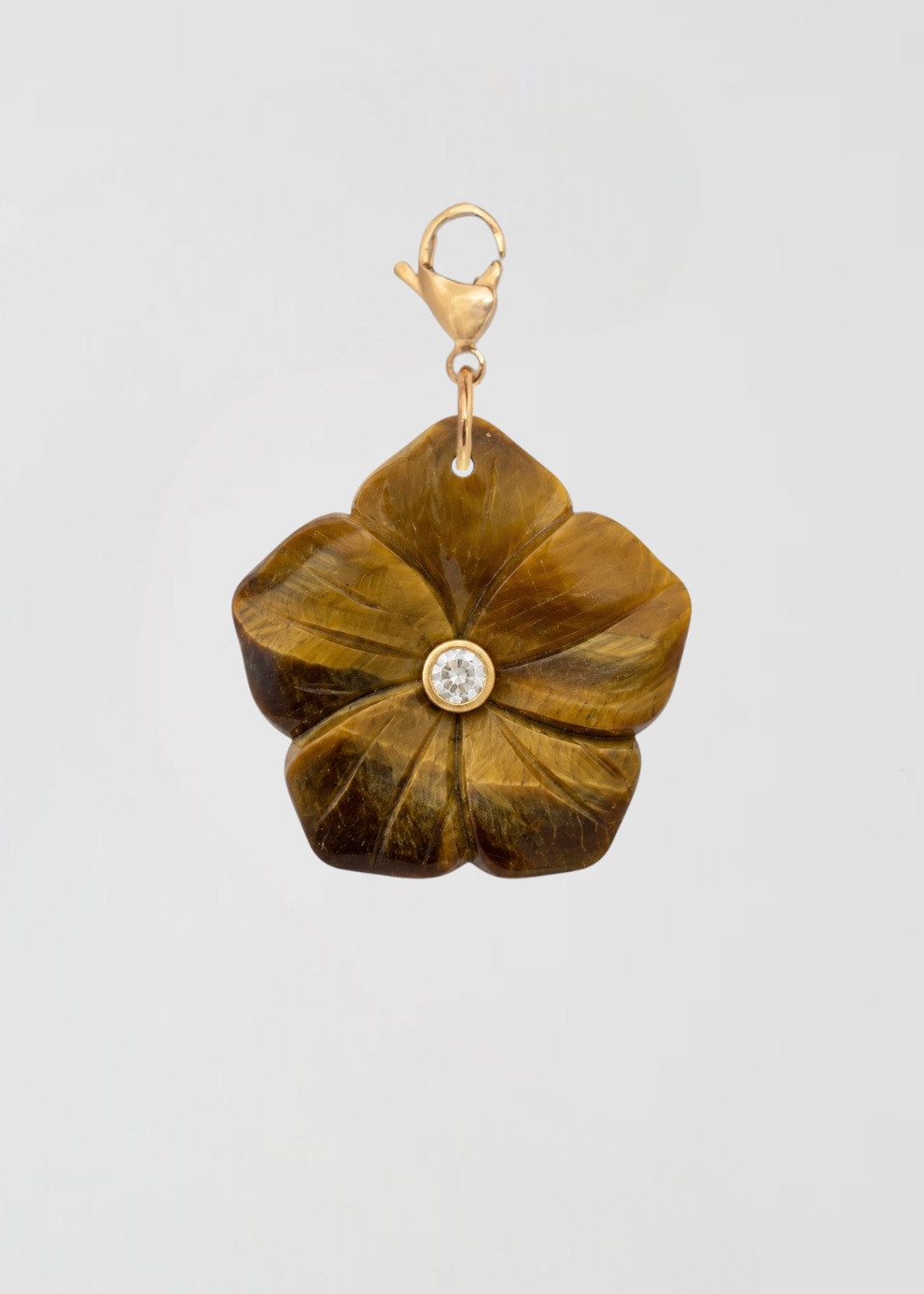 Charm Flor Moca De Piedra Y Circonita
