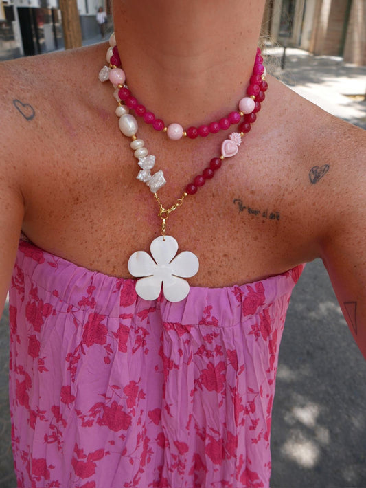 Mitad Cadena Cereza Corazón Rosa