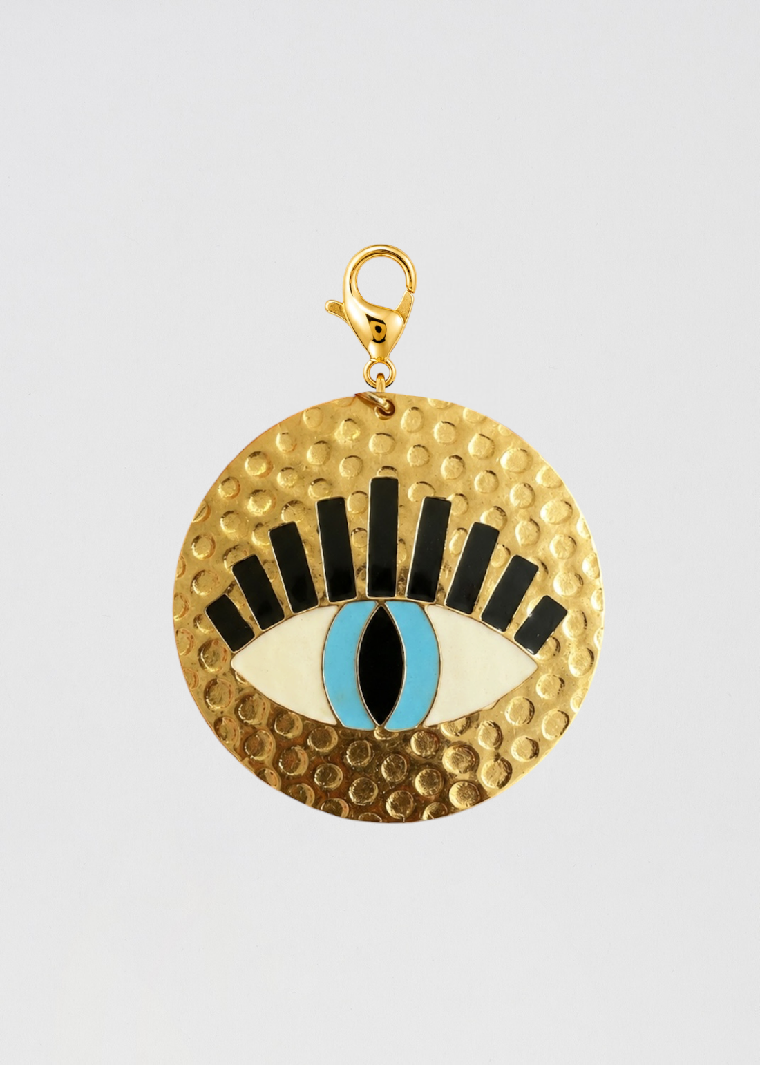 Charm Medalla Amartillada Dorada Ojo De La Suerte