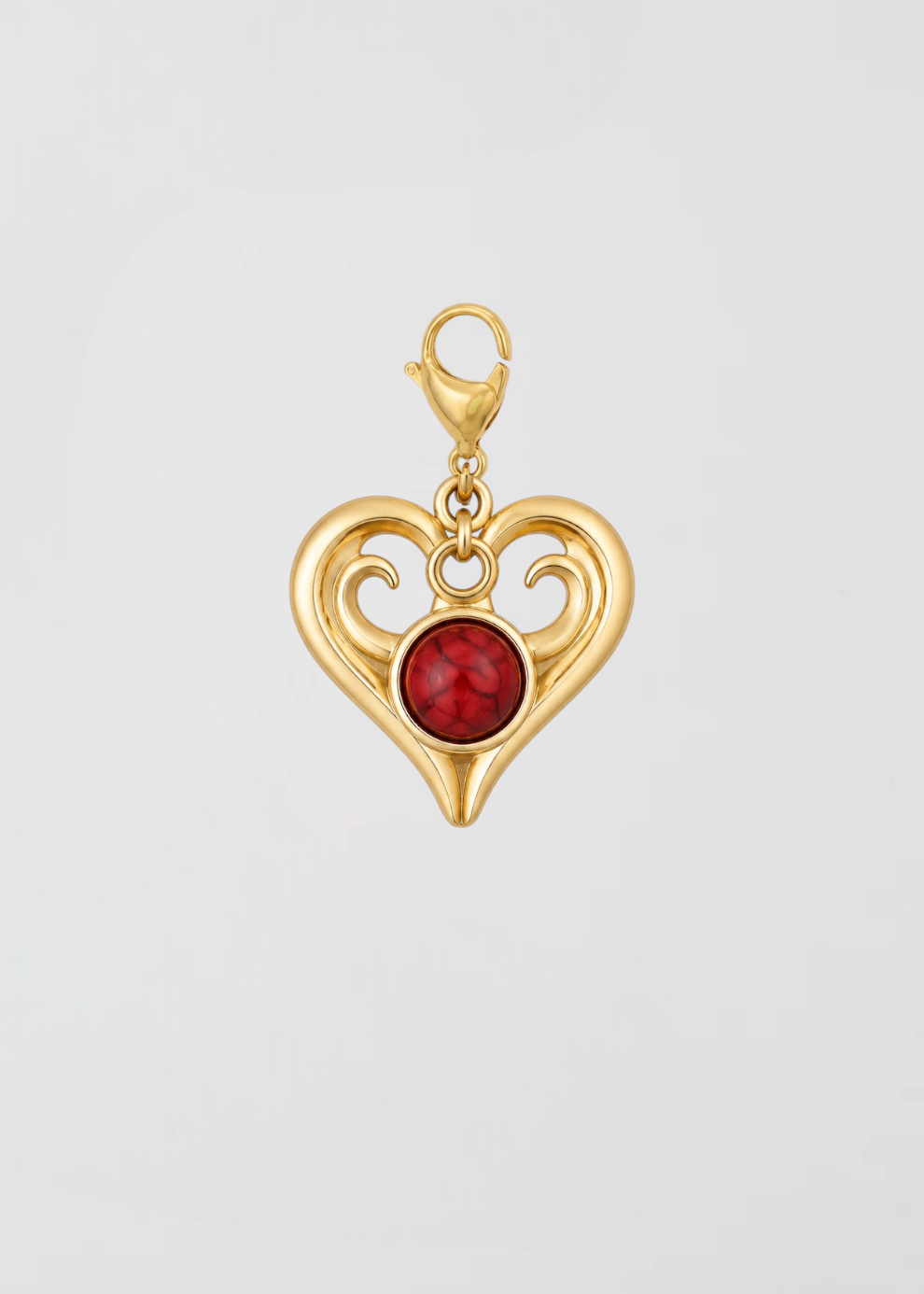 Charm Corazón Malaquita Rojo