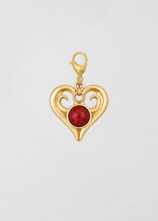 Charm Corazón Malaquita Rojo