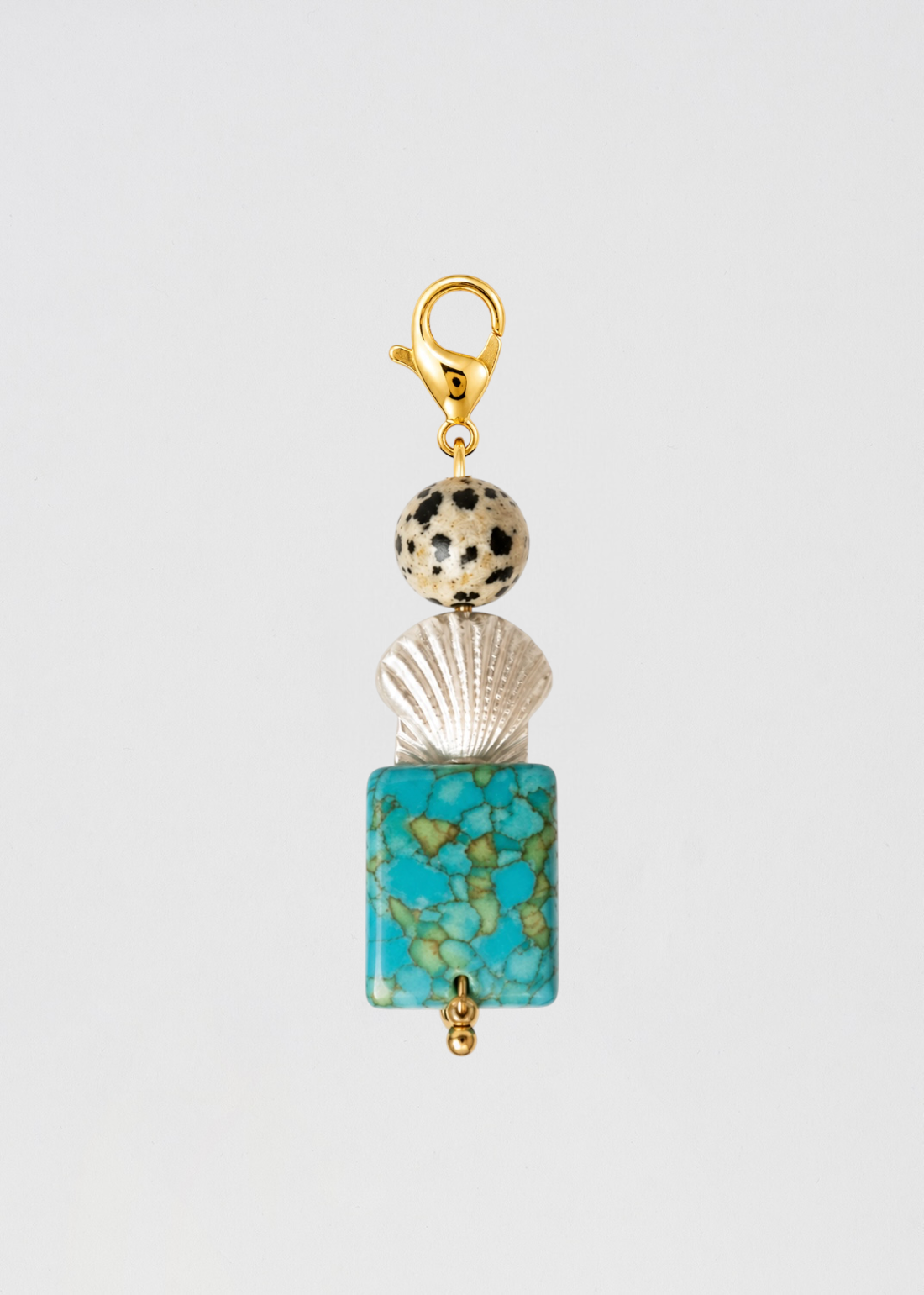 Charm Barra Perla Piedras Preciosas Turquesas Y Dalmatina