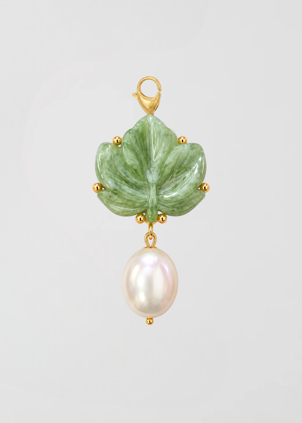 Charm Barra Hoja Y Perla Verde