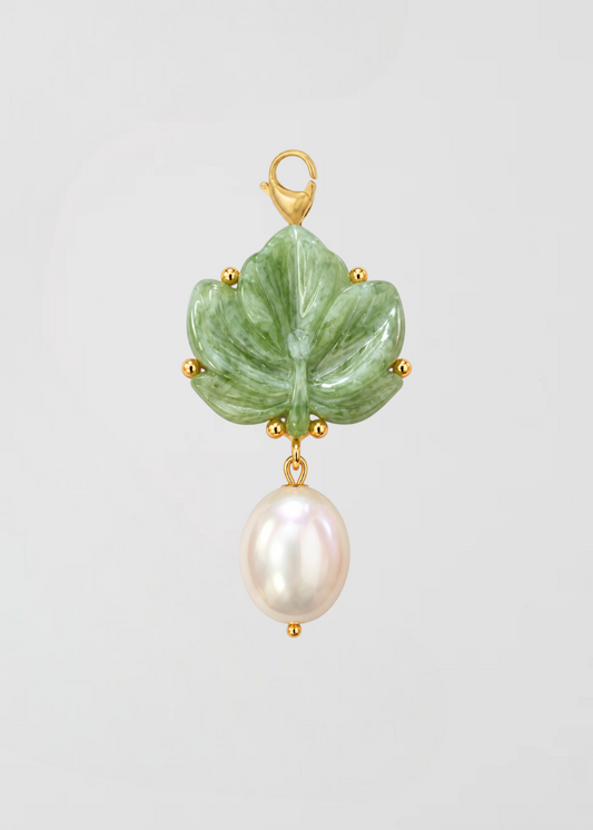 Charm Barra Hoja Y Perla Verde