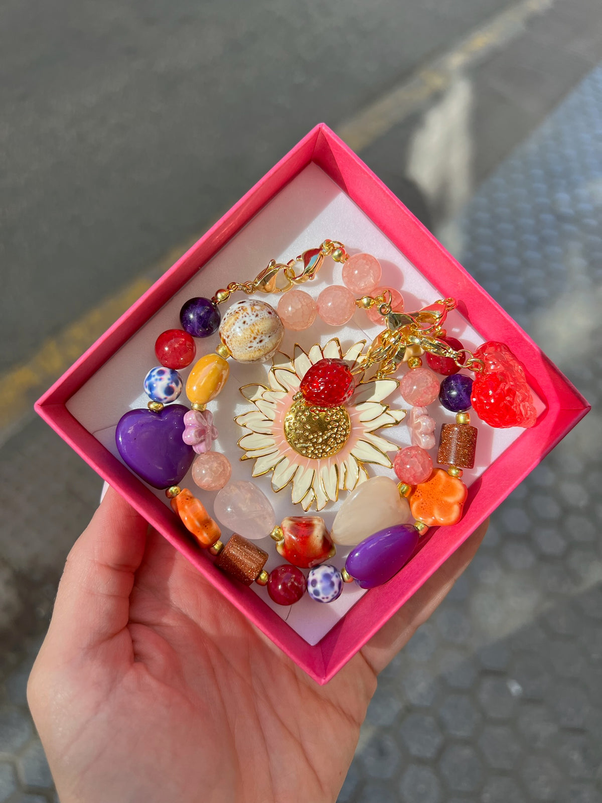 Mitad Cadena Morada Y Naranja