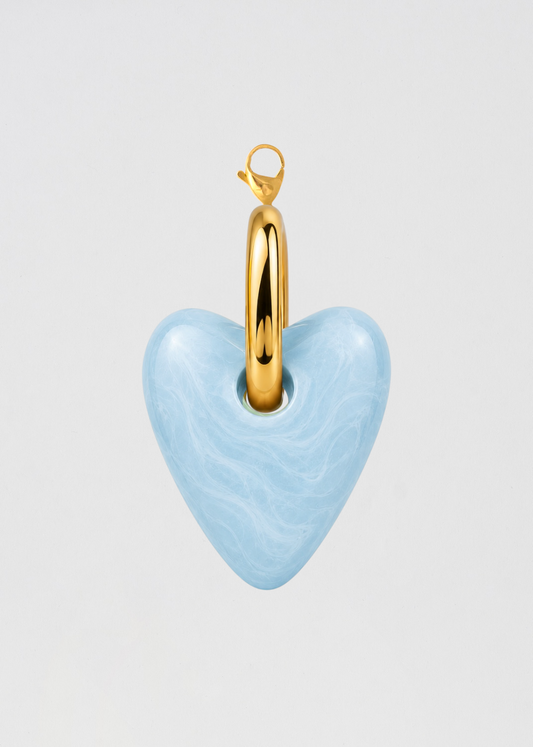 Charm Corazón Con Aplique Enbellecido Rosa Celeste
