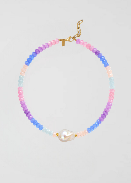 Preventa Collar Piedras Semipreciosas Rondelle Azules Lilas Y Rosas