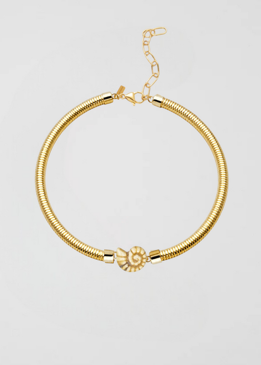 Collar Dorado Caracola Beige Base Perfecta