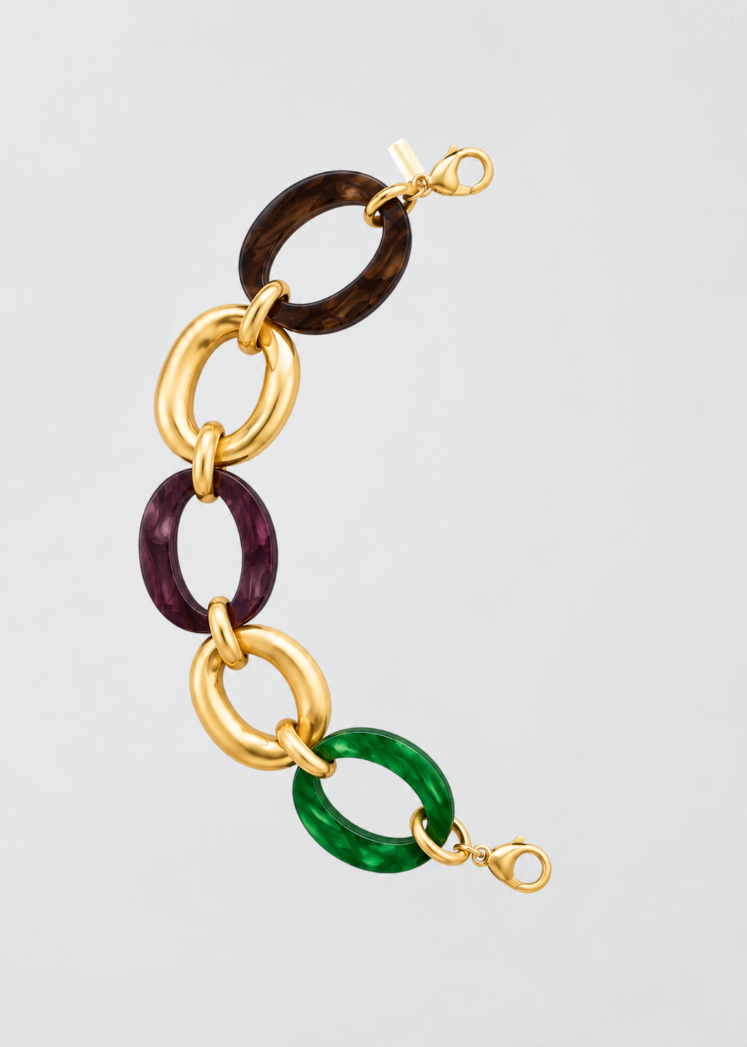 Mitad Cadena Eslabones Morado, Marrón, Verde Y Dorado Colores De La Temporada _Colección Cápsula