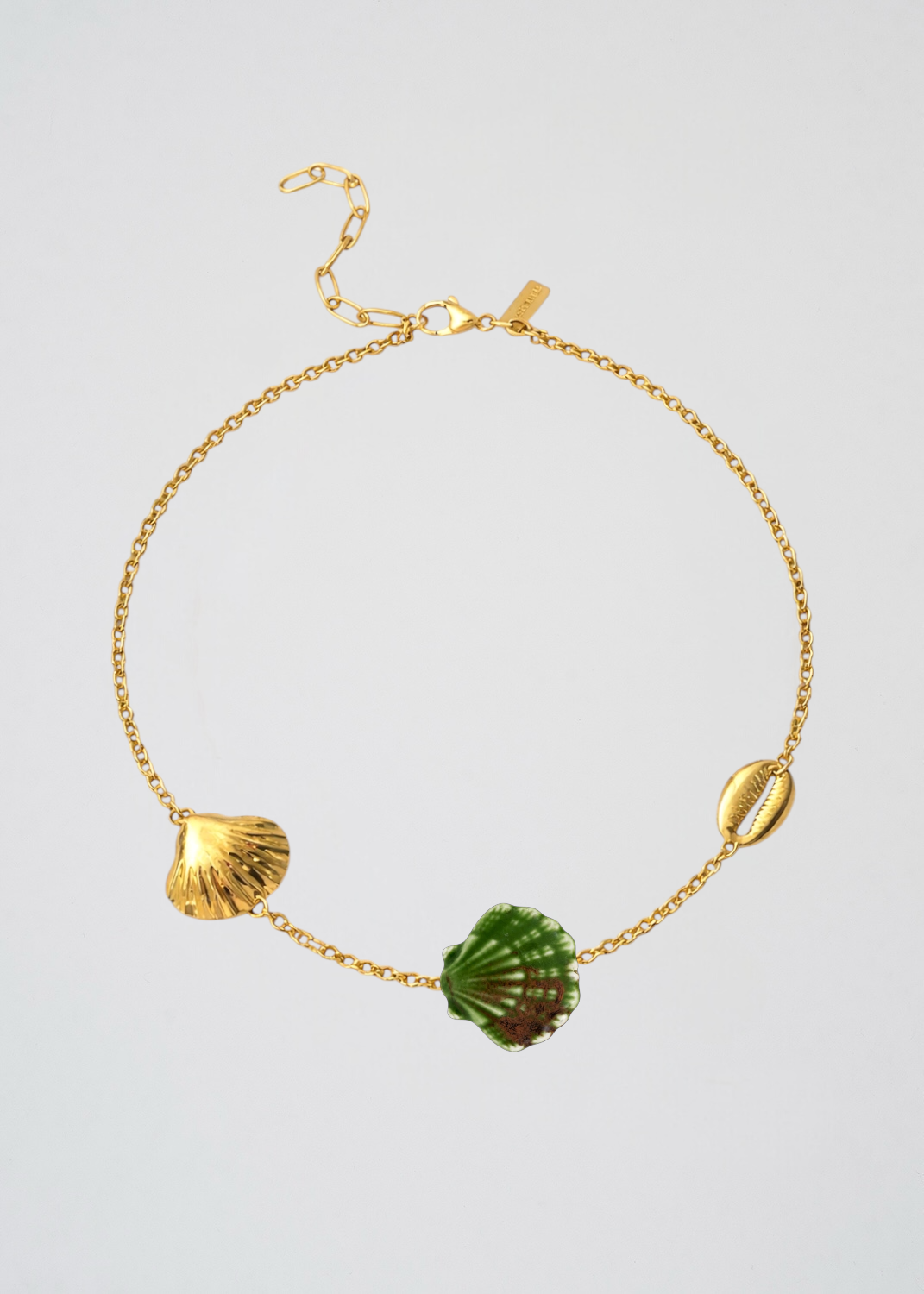 Cadena Fina I Love The Ocean Concha Verde