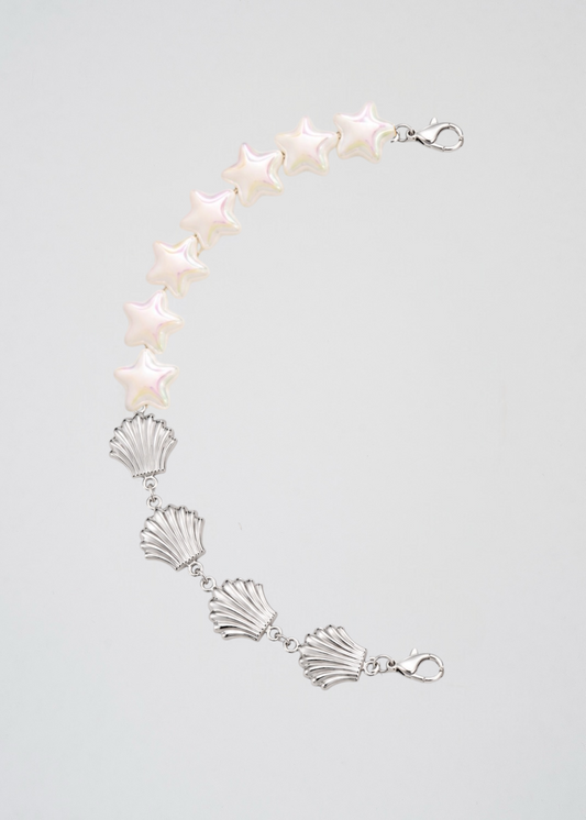 Mitad Cadena Conchas Plata Y Las Estrellas