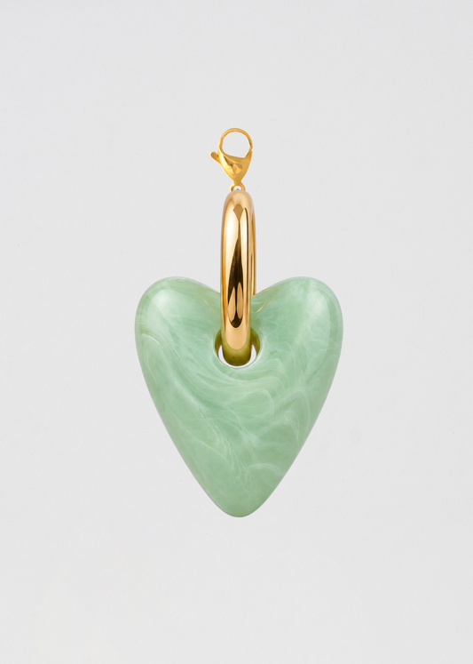 Charm Corazón Con Aplique Enbellecido Verde