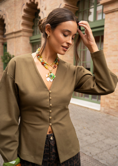 EDICIÓN LIMITADA _ Media Cadena Tonos Tierra Y Verdes, Pega Con Todo