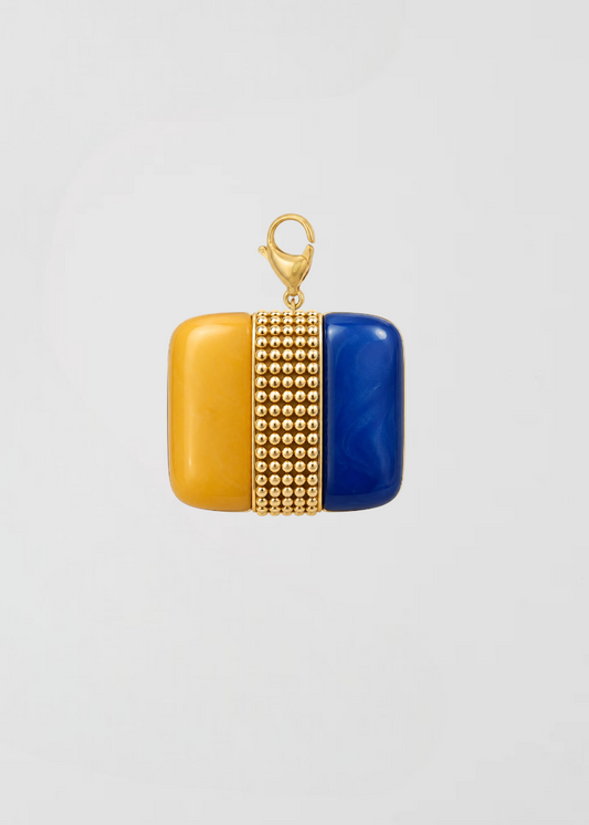 Charm Base Vintage Bicolor Azul Y Mostaza