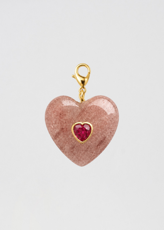 Preventa Charm Corazón Piedra Semipreciosa Espectacular Rosa