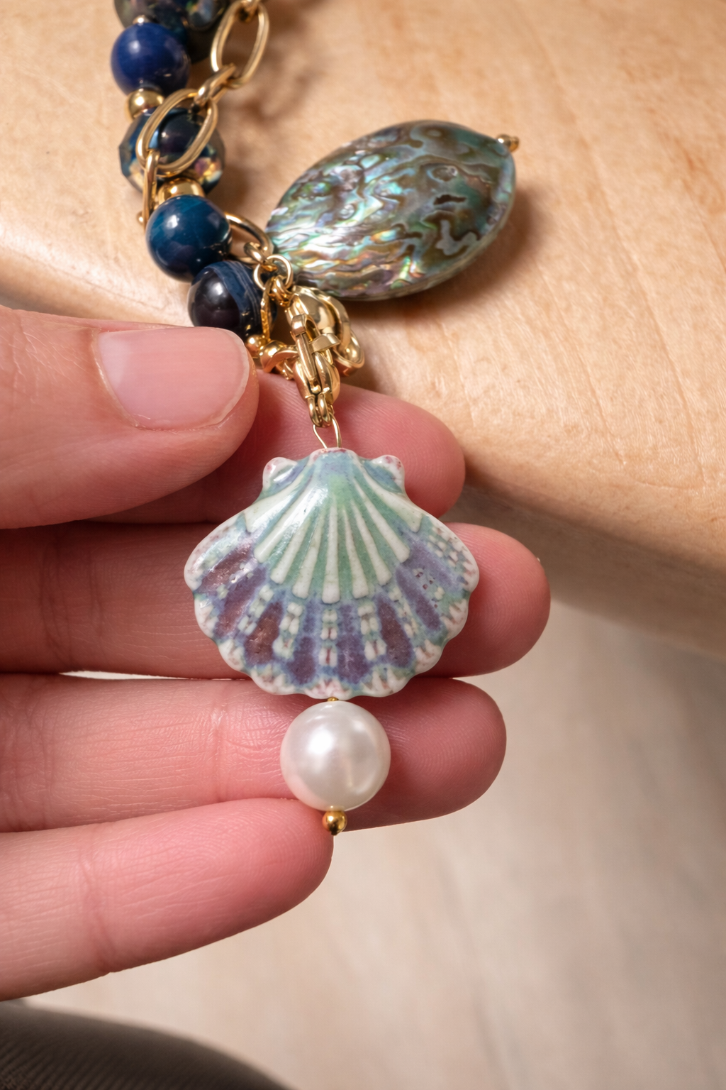 Charm Barra Perla Turquesa Concha