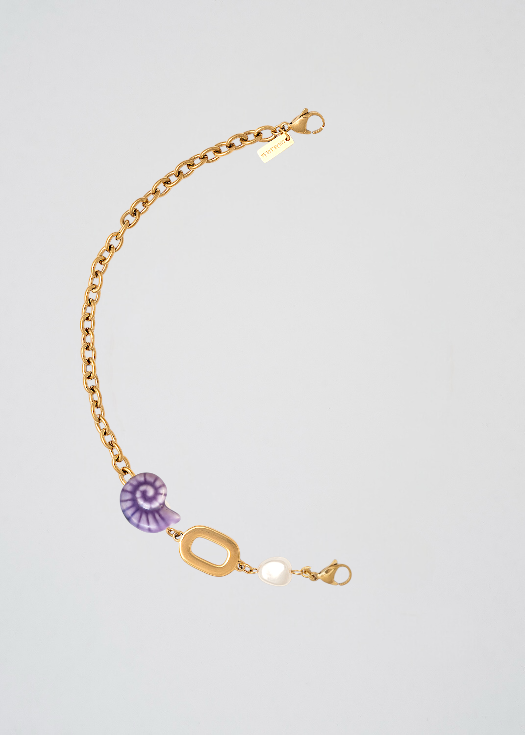 Mitad Cadena Fina Apliques Shell Violeta