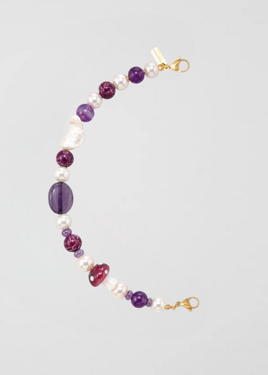 Mitad Cadena Elegante Con Perla Y Amatista