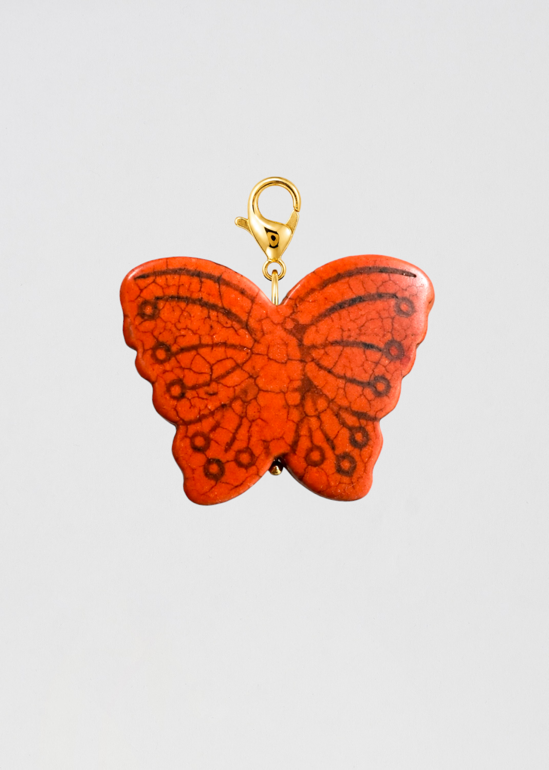 Charm Mariposa Tamaño Mediano Piedra Natural Naranja