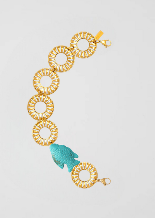Mitad Cadena Apliques Vintage Pez Turquesa