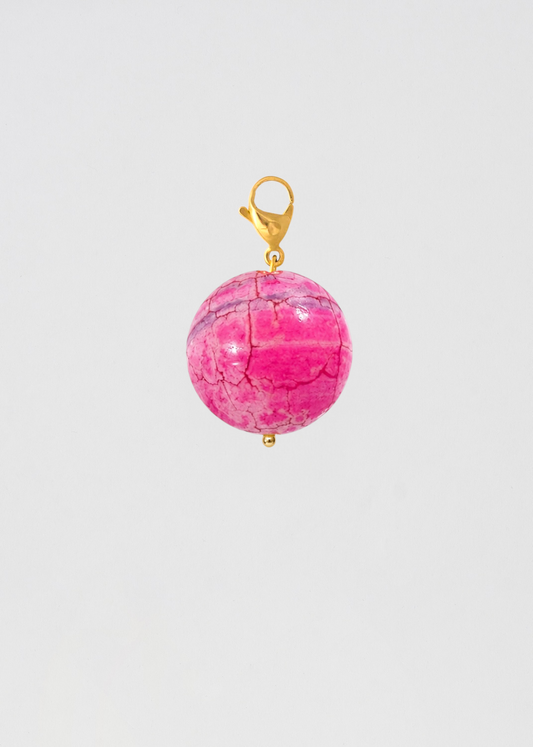 Charm Barra Perla Piedra Preciosa Ágata Rosa