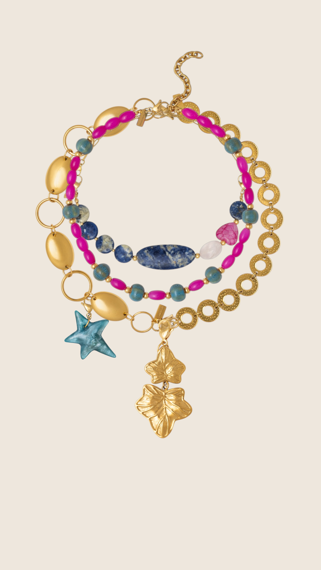 Collar Fucsia Y Turquesa