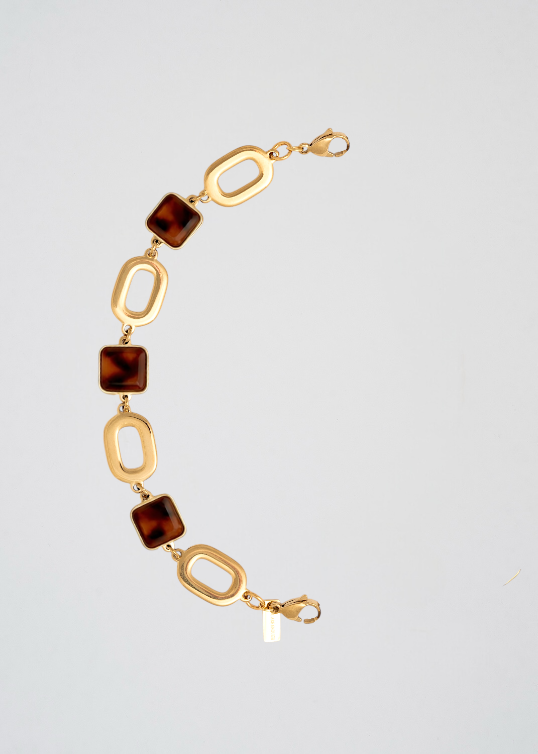 Mitad Cadena Fina Apliques Cuadrados Marrón