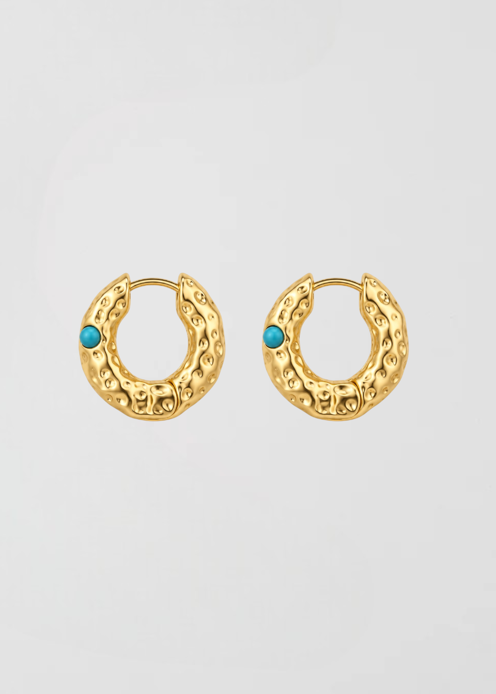 Pendientes Aros Martillados Turquesas