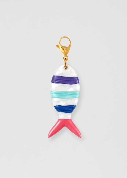 Charm Pez A Rayas Azules Y Rosa