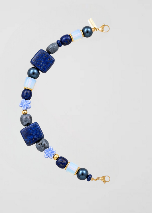 Mitad Cadena Azul Lapislázuli Y Blanco