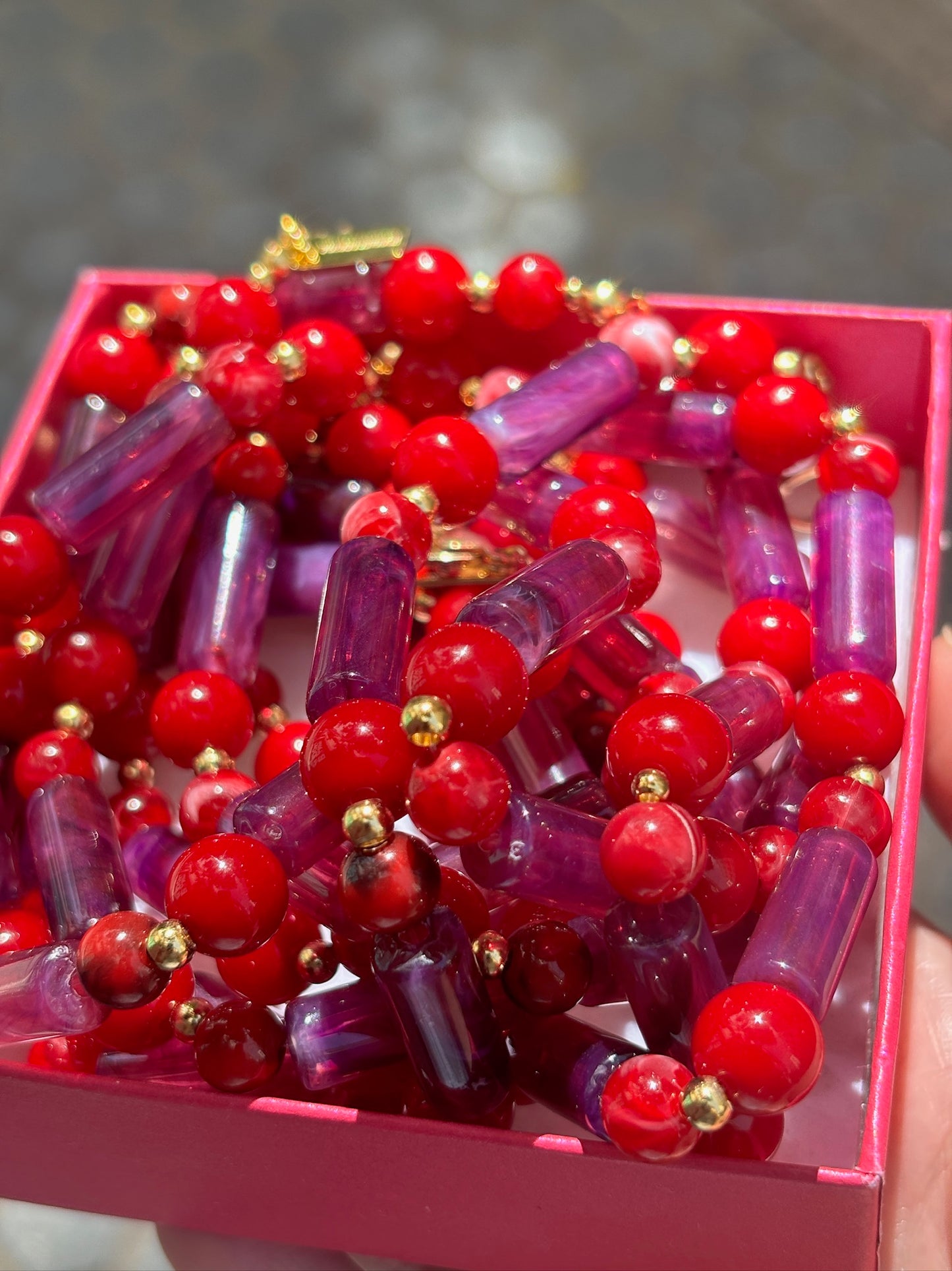 Mitad Cadena Fina Combinación Explosiva De Color Rojo Y Morado