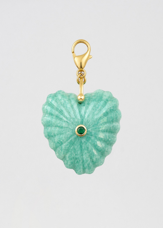 Preventa Charm Corazón Piedra Semipreciosa Espectacular Verde Jade