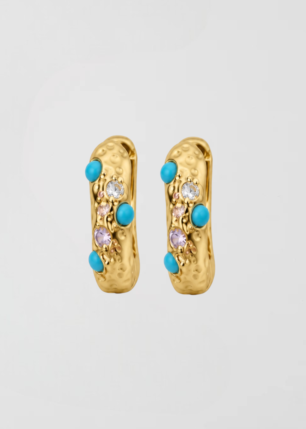 Pendientes Aros Martillados Turquesas
