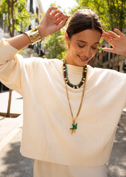 Collar Fino Verde Piedra Natural