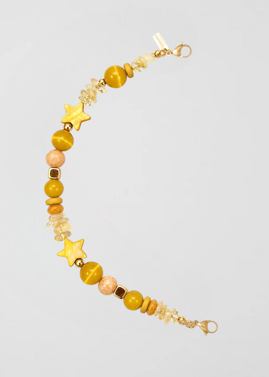 Mitad Cadena Amarillo Y Estrellas Amuleto Seguro