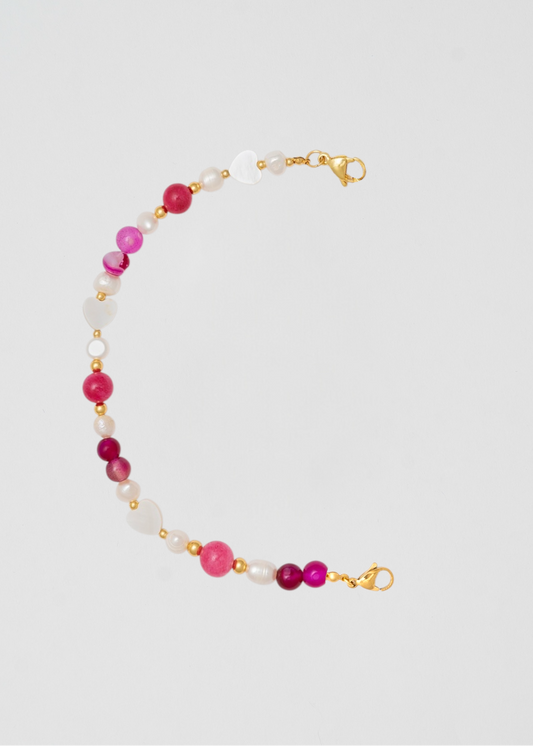 Media Cadena Arcoíris Rosa Y Perlas