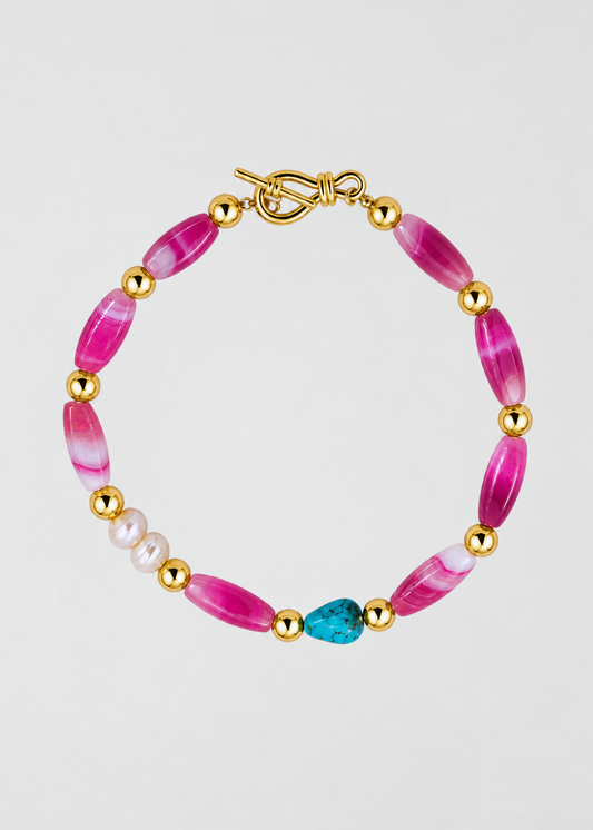 Collar Agatas Especiales De La Boss Edición Limitada Rosa