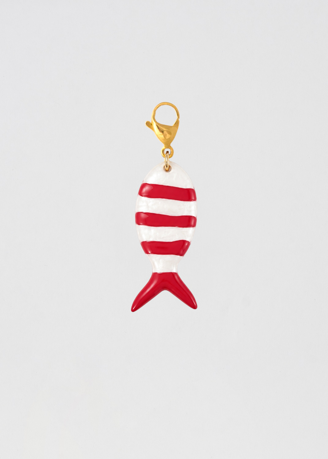 Charm Pez A Rayas Rojo Y Blanco Tan Marinero