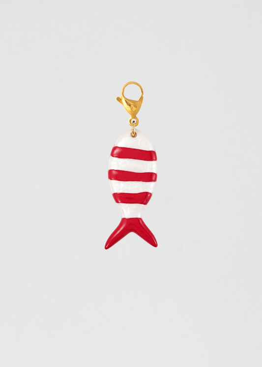 Charm Pez A Rayas Rojo Y Blanco Tan Marinero