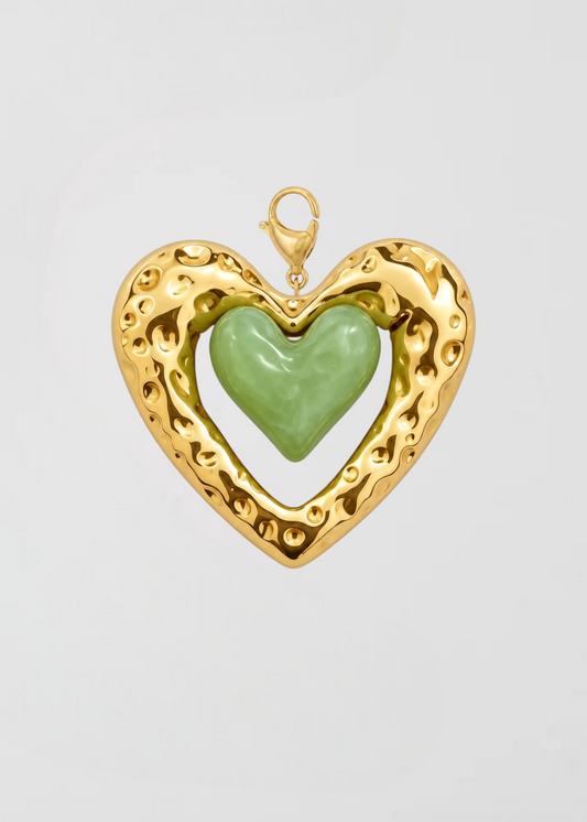 Charm Doble Corazón Verde