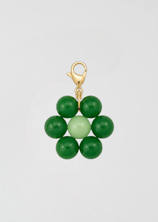 Charm Flor Tejida Verde