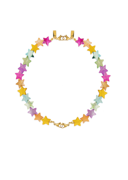 Cadena de estrellas de colores nácar, collar de estrellas Lulàs_Lulàsn collares especiales, mitades de estrellas.