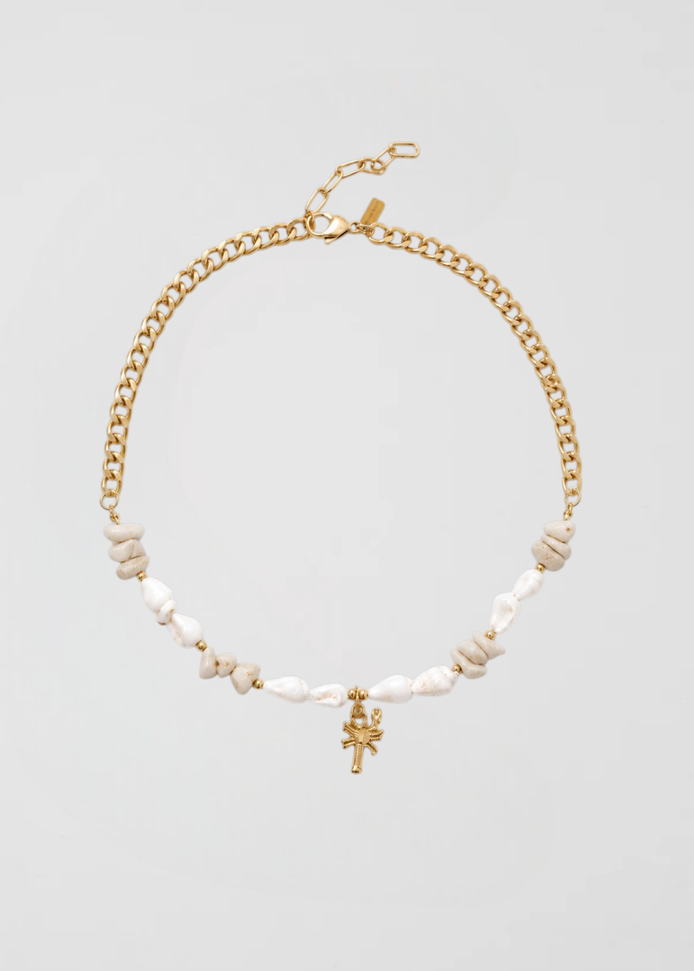 Cadena Con Apliques De Conchas Y Corales Beige