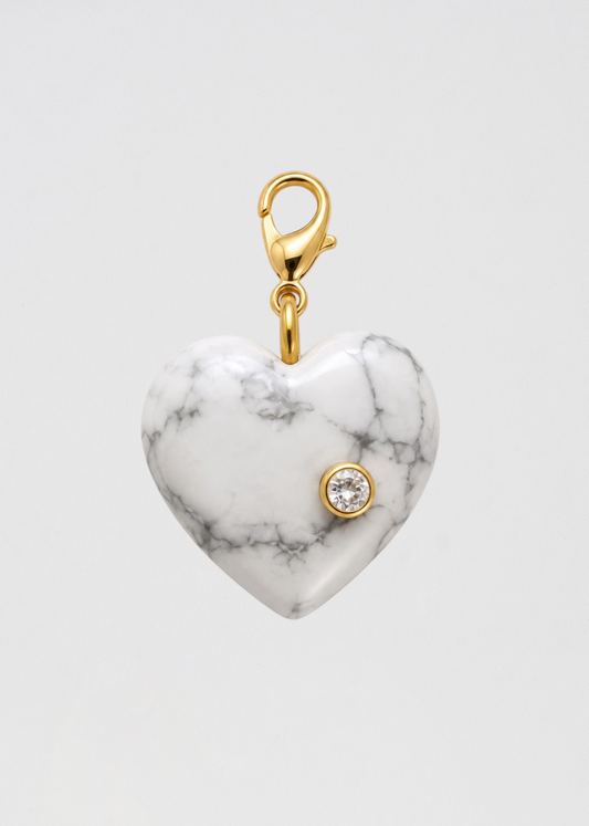 Preventa Charm Corazón Piedra Semipreciosa Espectacular Blanco 2.0