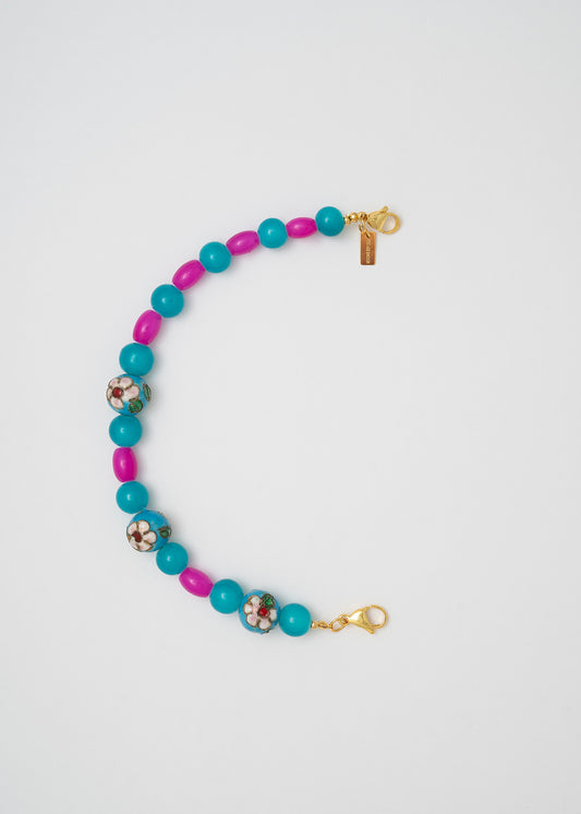 Media Cadena Rosa Y Turquesa