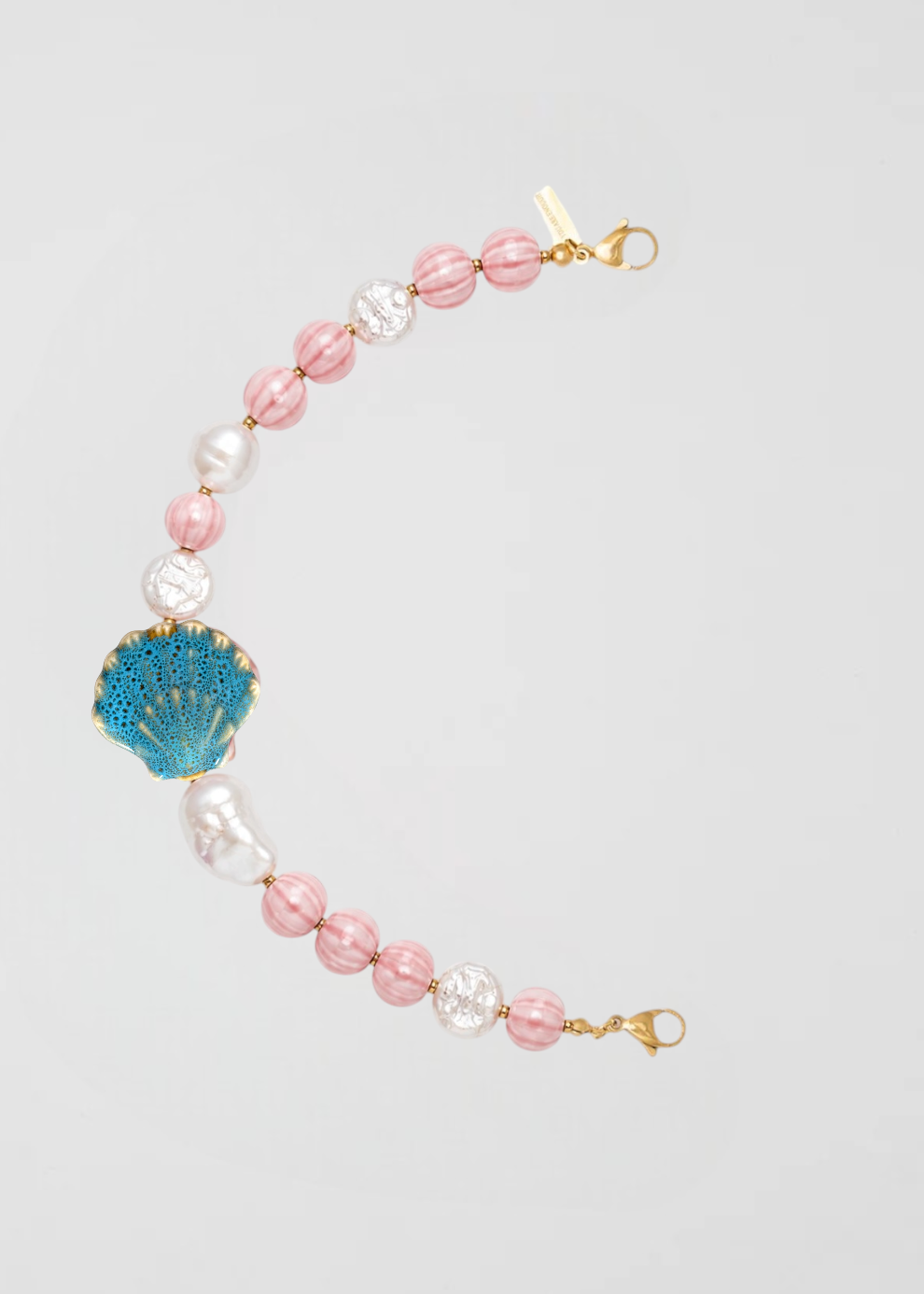 Mitad Cadena Rosa Profundo Concha Turquesa